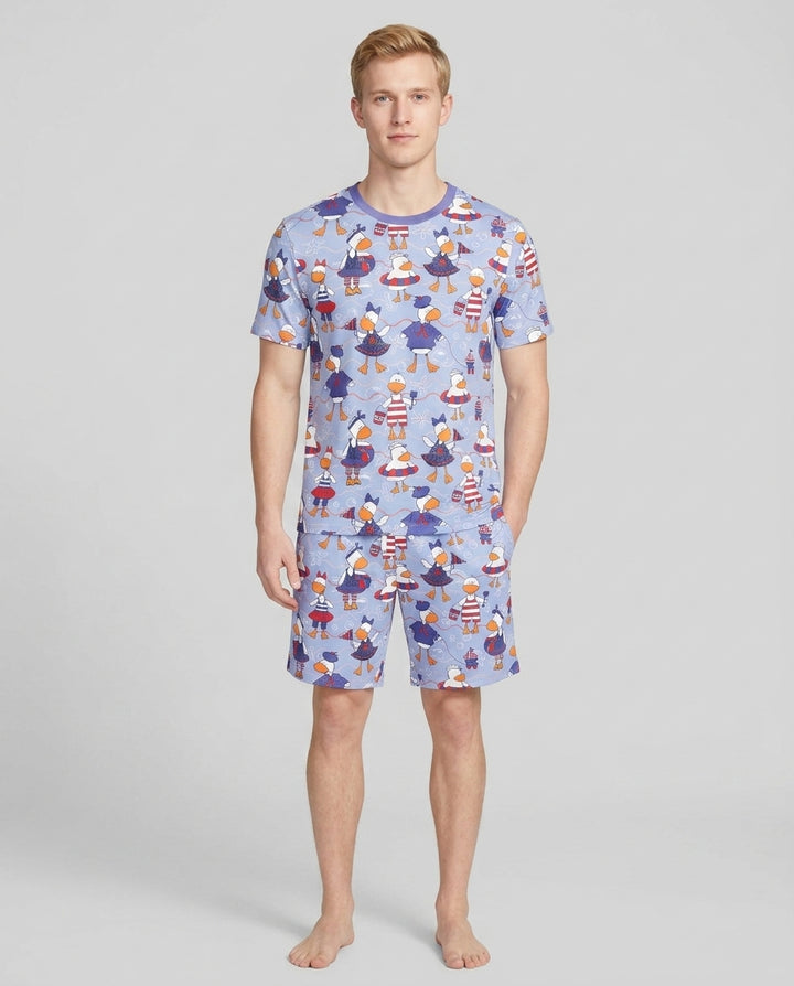 Freedom Floaties Family Matching Bamboo Men Short Sleeve Short Pajama Set