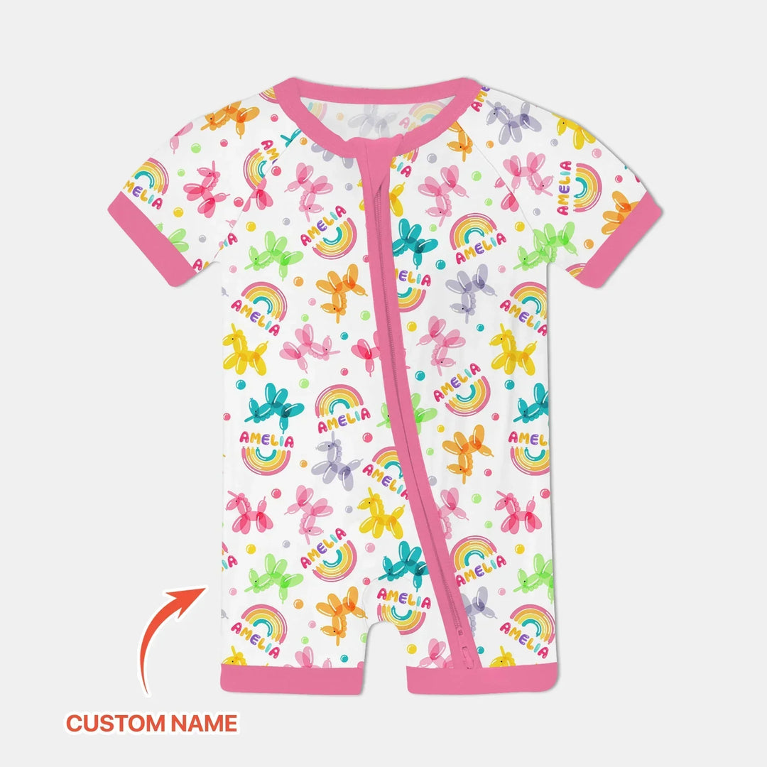 Sweet Balloon Dreams Custom Name Bamboo Shorty Zippy