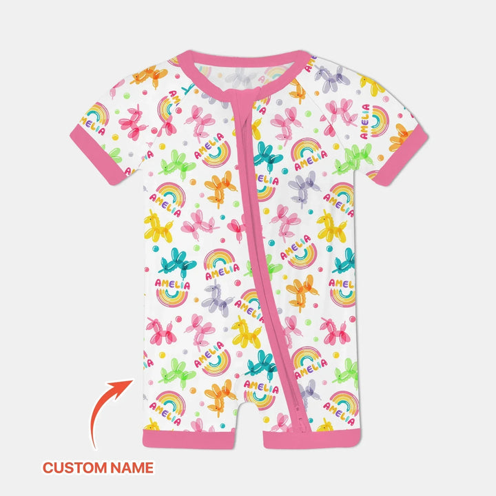 Sweet Balloon Dreams Custom Name Bamboo Shorty Zippy