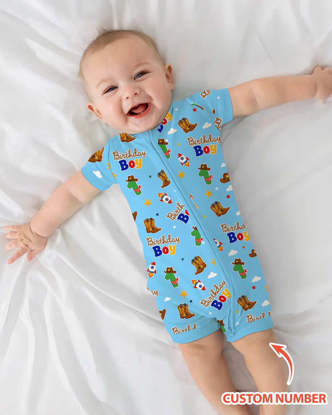 Custom Birthday Western Boy Bamboo Shorty Zippy