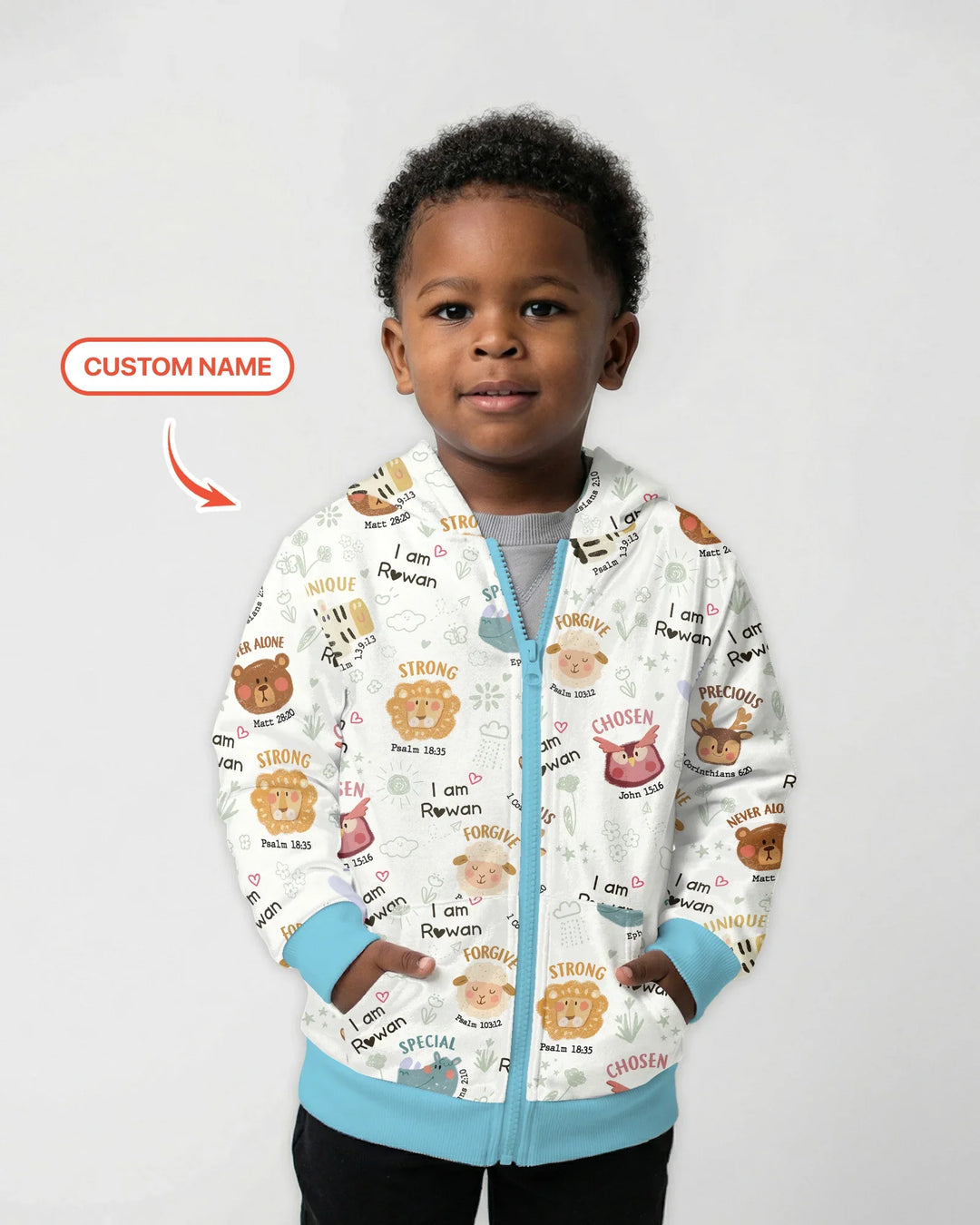 God’s Little Zoo Custom Name Bamboo Zip Hoodie