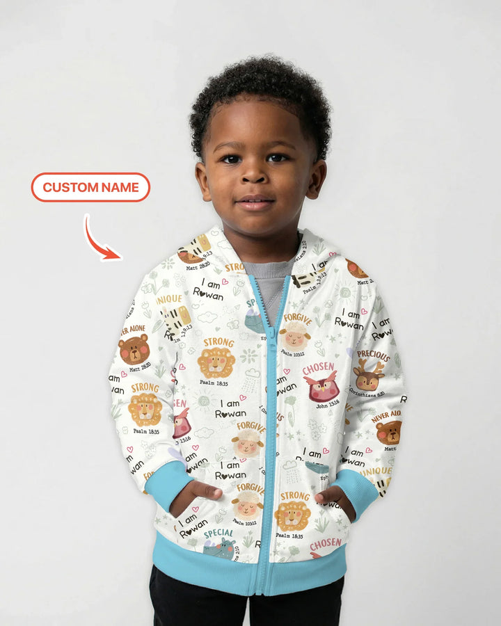 God’s Little Zoo Custom Name Bamboo Zip Hoodie