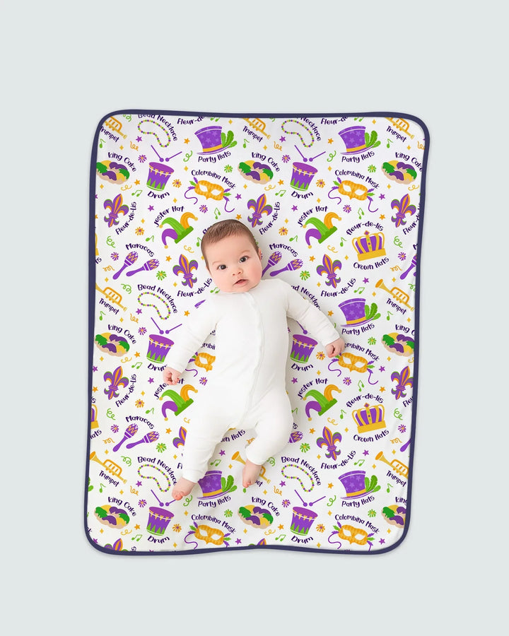 Mardi Gras Family Matching Toddler Bamboo Blanket