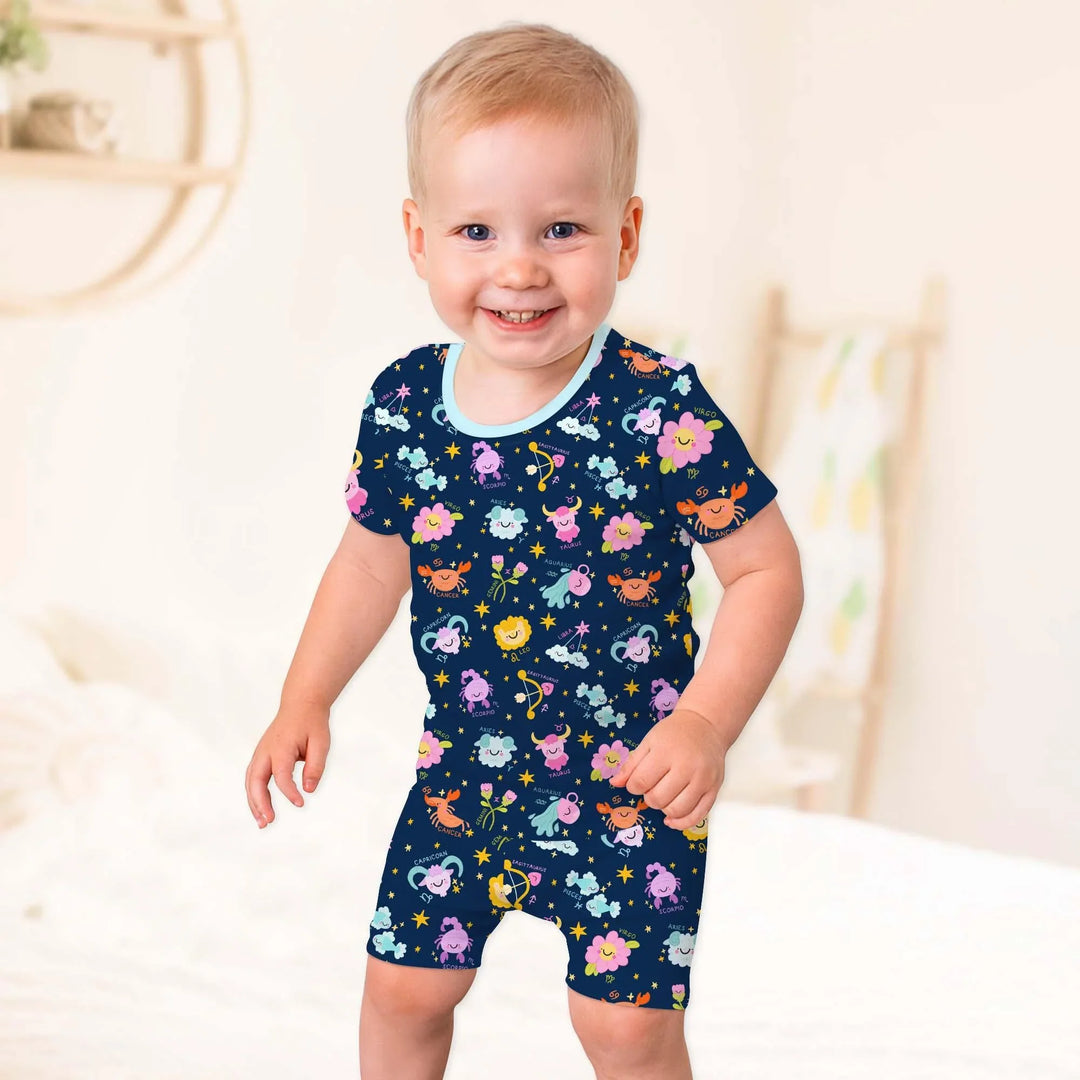 Zodiac Signs Bamboo Two Piece Short Sleeve Shorts Pajama Set