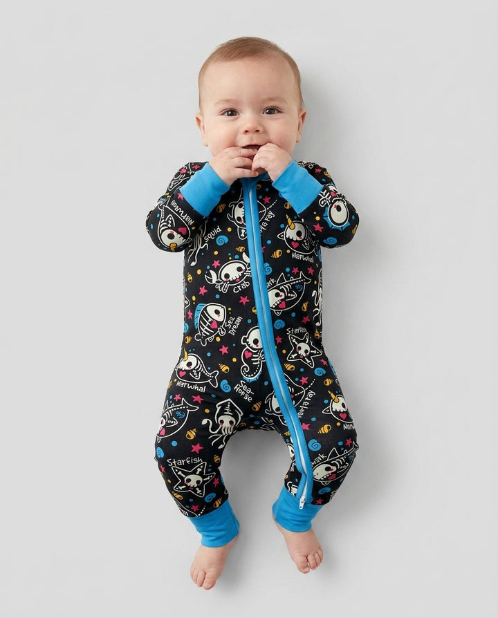 Kawaii Skeleton Ocean Animals Bamboo Convertible Zippy