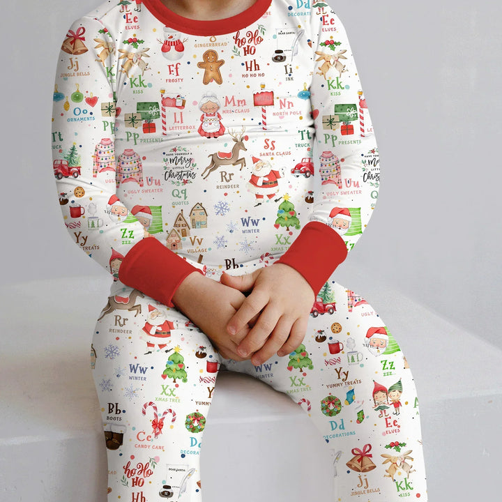 Christmas Alphabet Bamboo Two Piece Long Sleeve Pajama Set