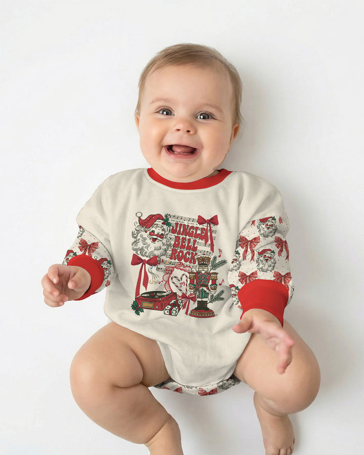 Retro Christmas Jingle Bell Rock Bamboo Bubble Romper