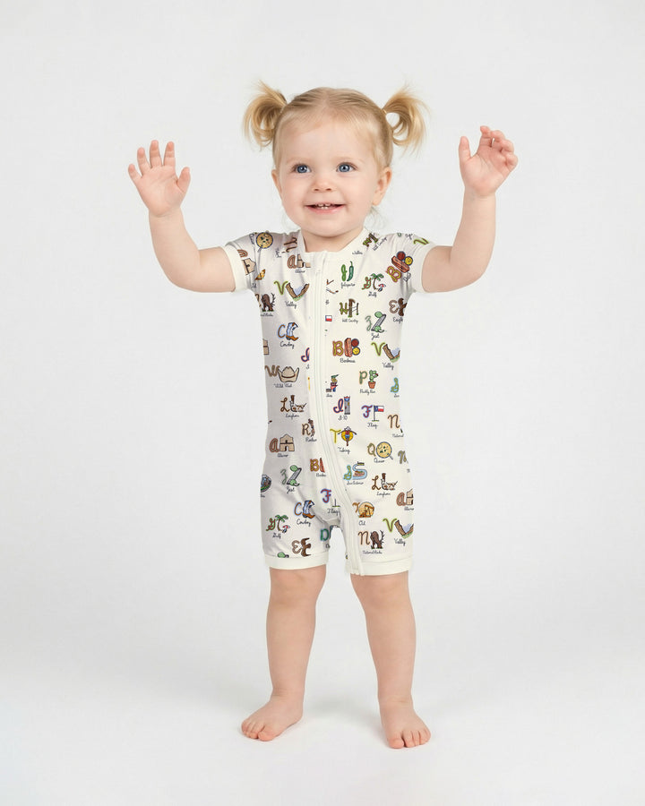 Texas Alphabet Bamboo Shorty Zippy