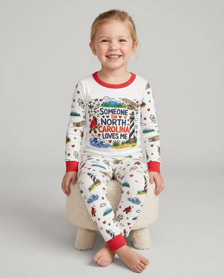 Someone in North Carolina Loves Me Bamboo Two Piece Long Sleeve Pajama Set