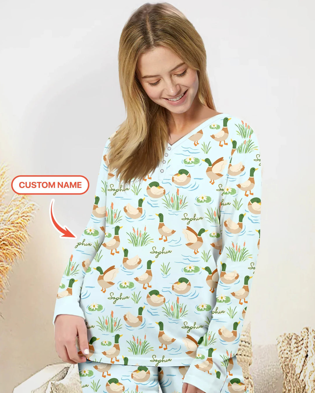 Personalized Mallard Duck Bamboo Women Pajama Set