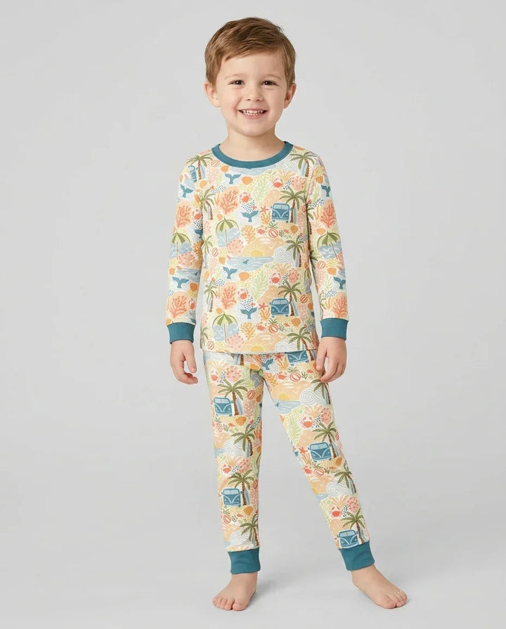 Beachy Boho Bamboo Two Piece Long Sleeve Pajama Set
