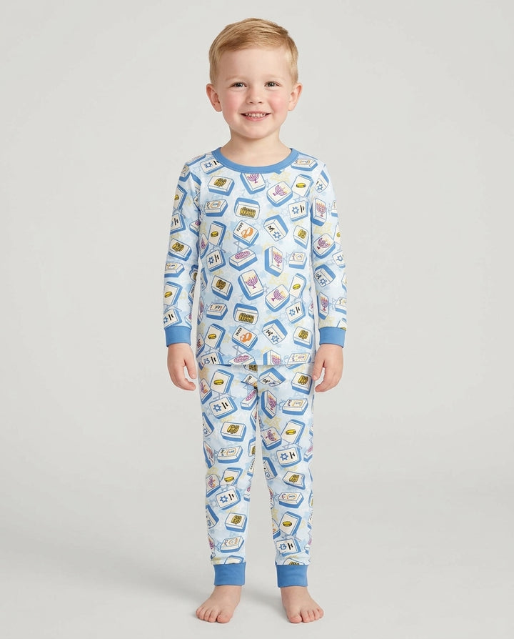 Hanukkah Mahjong Club Bamboo Two Piece Long Sleeve Pajama Set