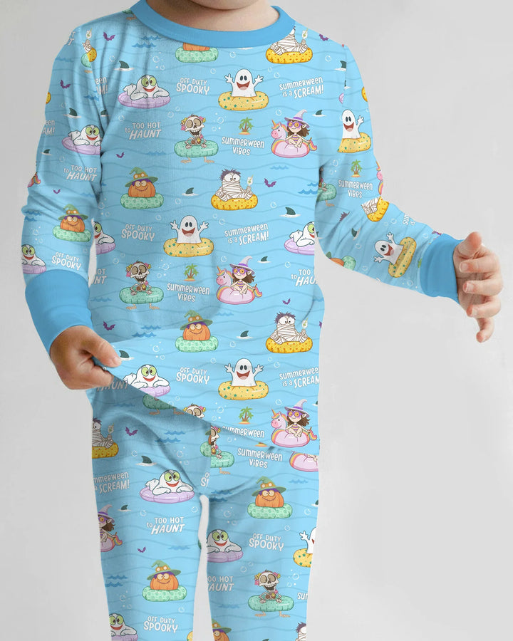 Summerween Cartoon Bamboo Two Piece Long Sleeve Pajama Set