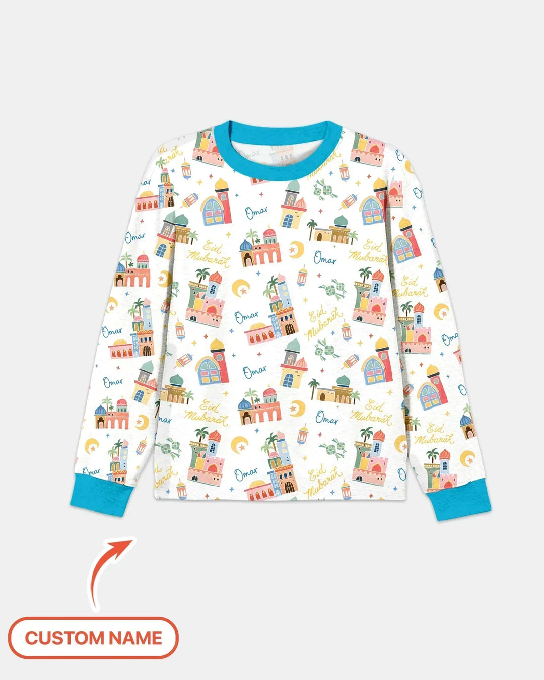 Eid Mubarak Custom Name Bamboo Men's Pajama Set