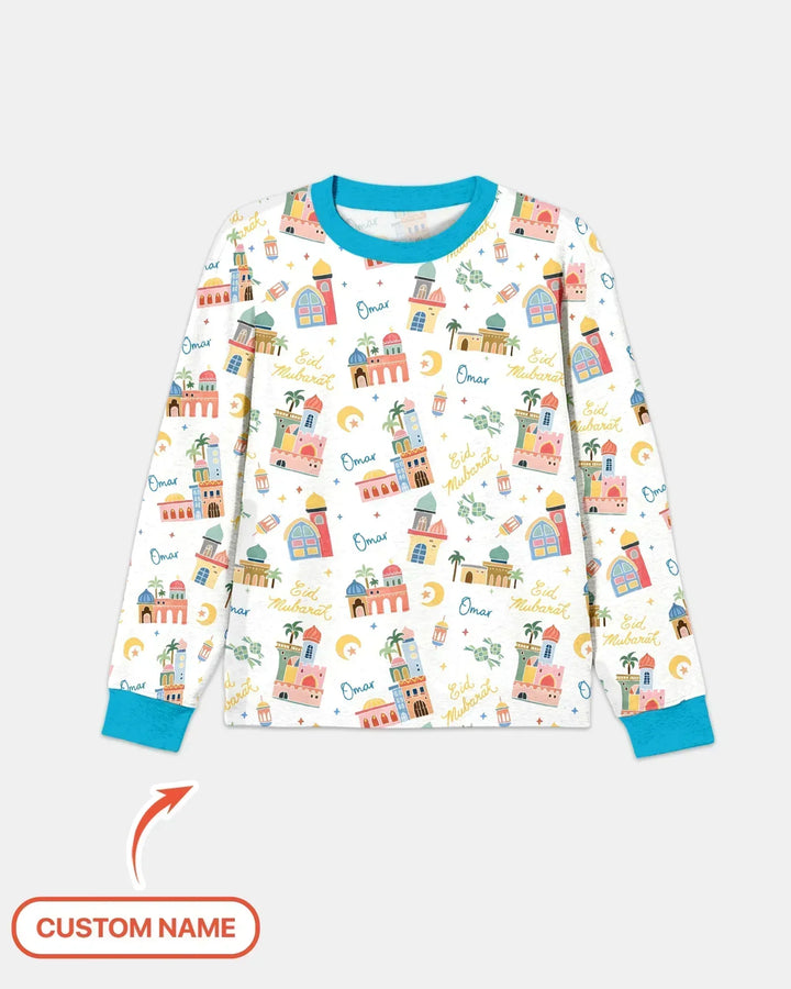 Eid Mubarak Custom Name Bamboo Men's Pajama Set