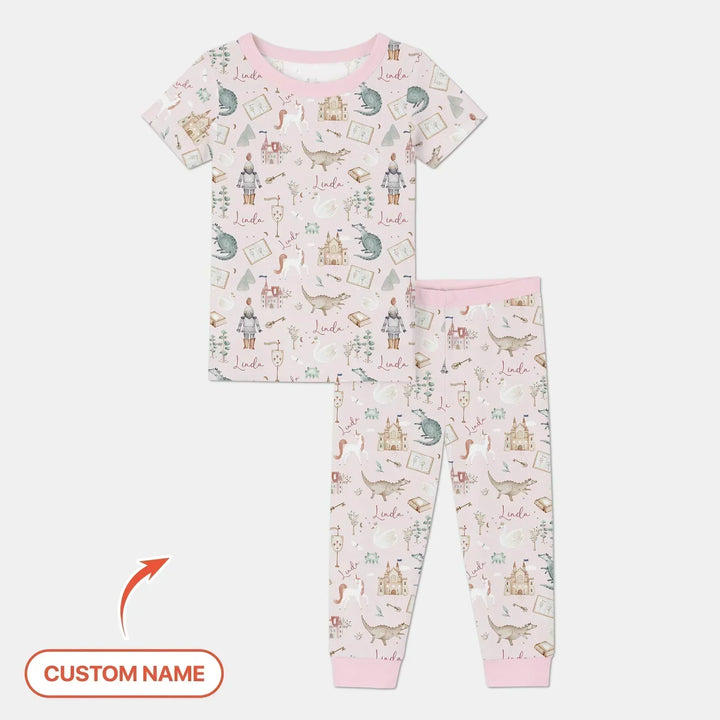 Adventure Dreams Custom Name Bamboo Two Piece Short Sleeve Pajama Set
