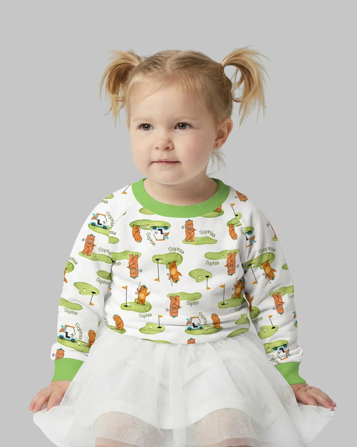 Custom Name Little Bear Golf Club Bamboo Crewneck Sweatshirt