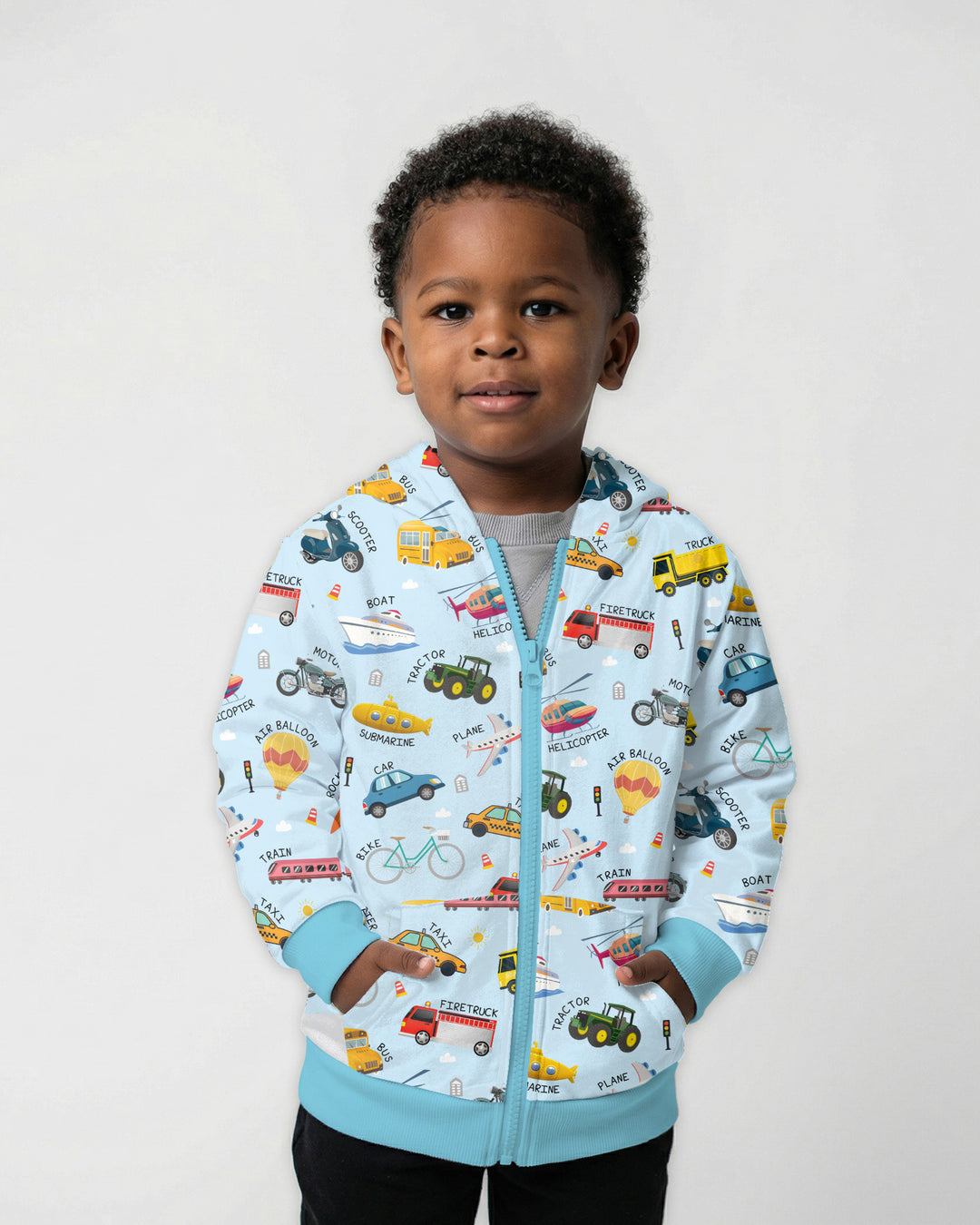 Vehicle Vocabulary Bamboo Zip Hoodie