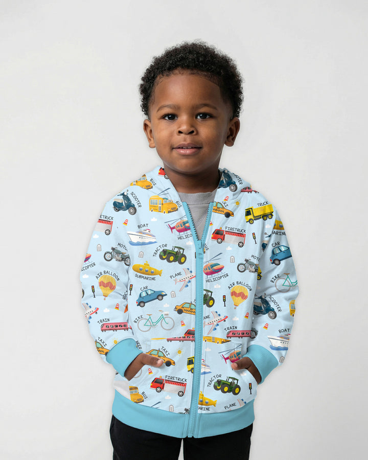 Vehicle Vocabulary Bamboo Zip Hoodie