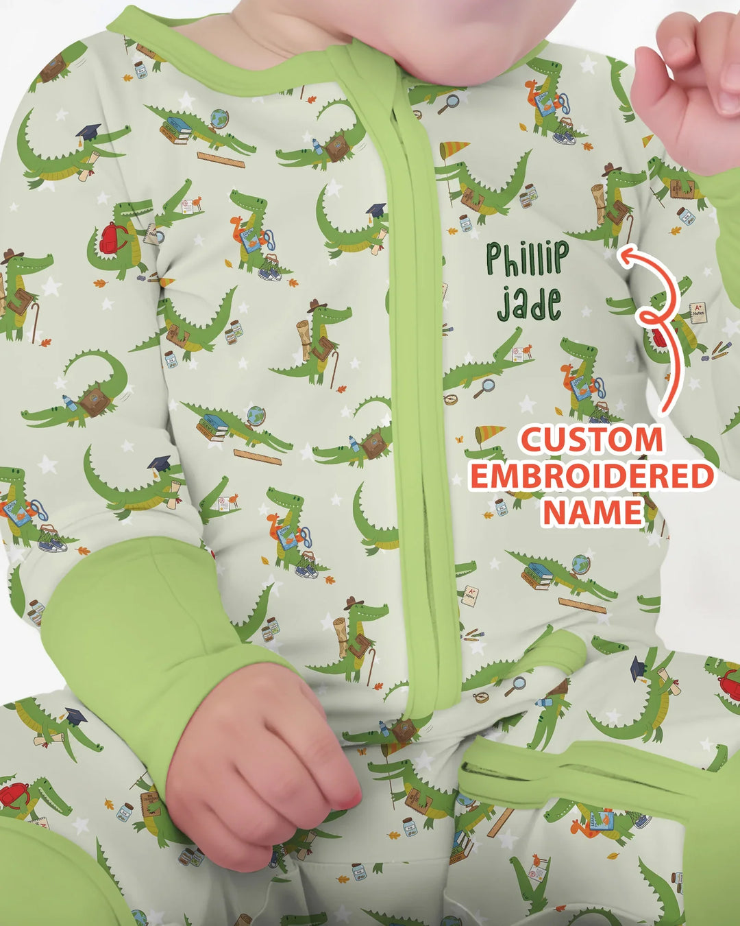 Custom Name Embroidered Alligator Bamboo Convertible Zippy