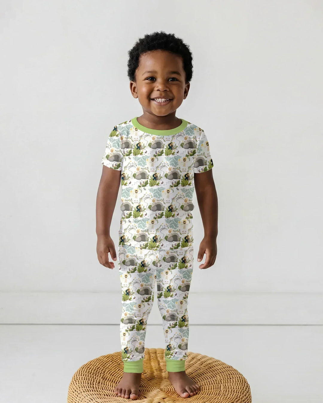Matthew 28:1–8 He Is Risen Bamboo Two Piece Short Sleeve Pajama Set