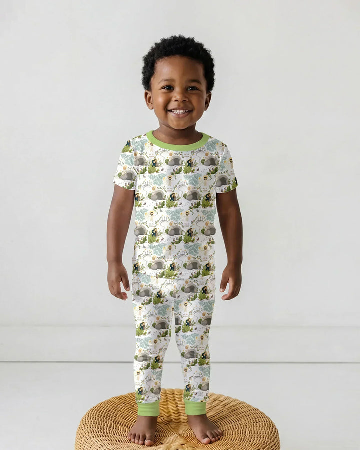 Matthew 28:1–8 He Is Risen Bamboo Two Piece Short Sleeve Pajama Set
