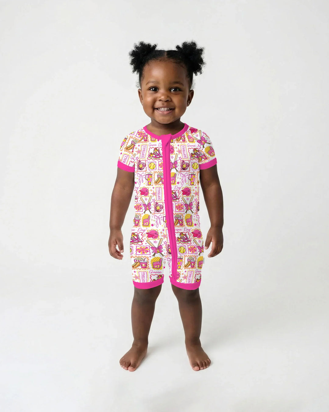 Pink Softball Game Day Bamboo Shorty Zippy
