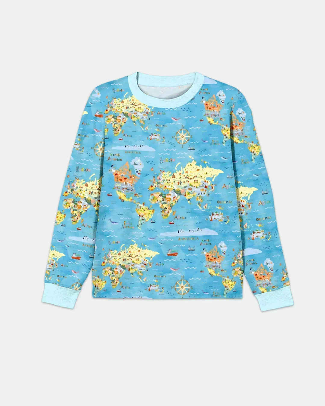 Whimsical World Map Family Matching Bamboo Men's Pajama Set