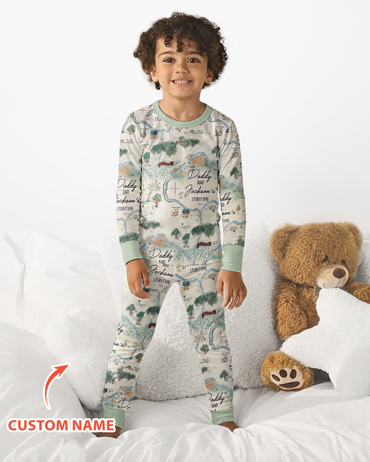 Mommy Daddy And Me Bedtime Story Family Matching Bamboo Two Piece Long Sleeve Pajama Set
