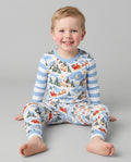 Whimsical Santa's Winter Village Bamboo Two Piece Long Sleeve Pajama Set