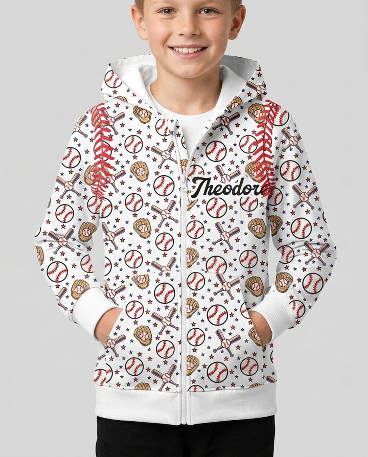 All-Star Baseball Custom Name Bamboo Zip Hoodie
