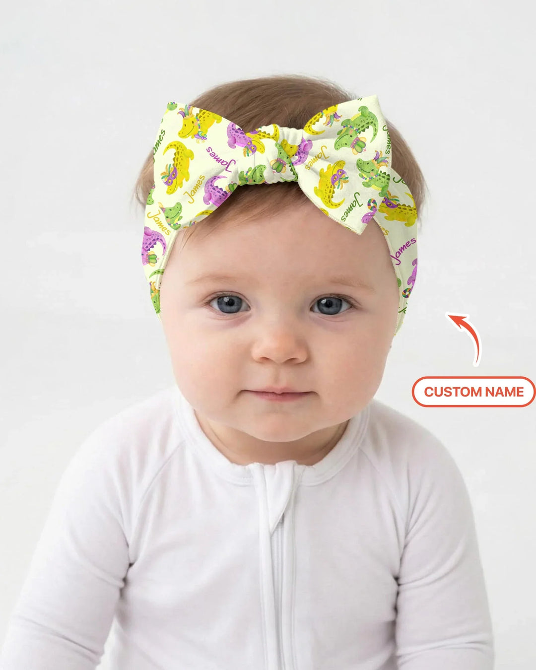 Custom Name Mardi Gras Alligator Headband