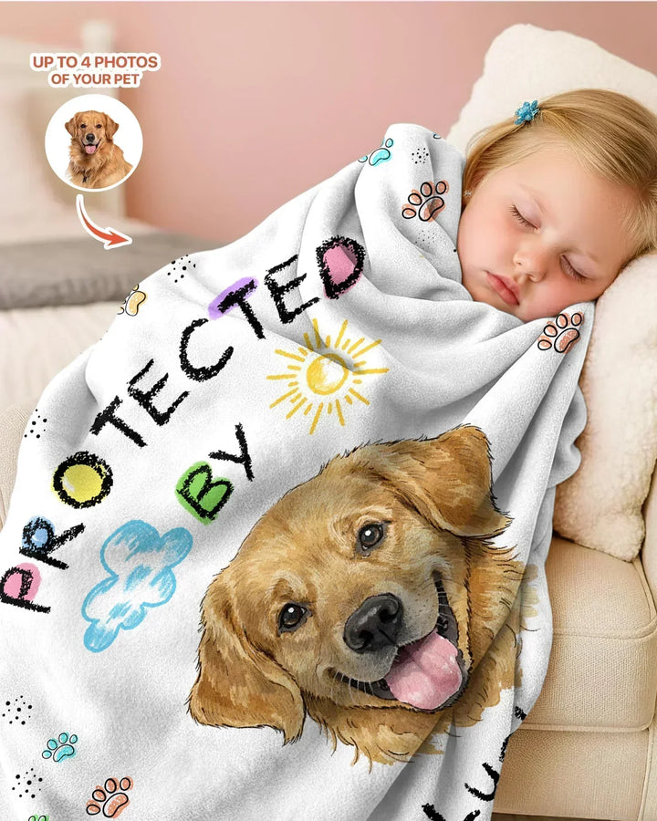 Custom Photo Crayon "Protected By" Bamboo Blanket