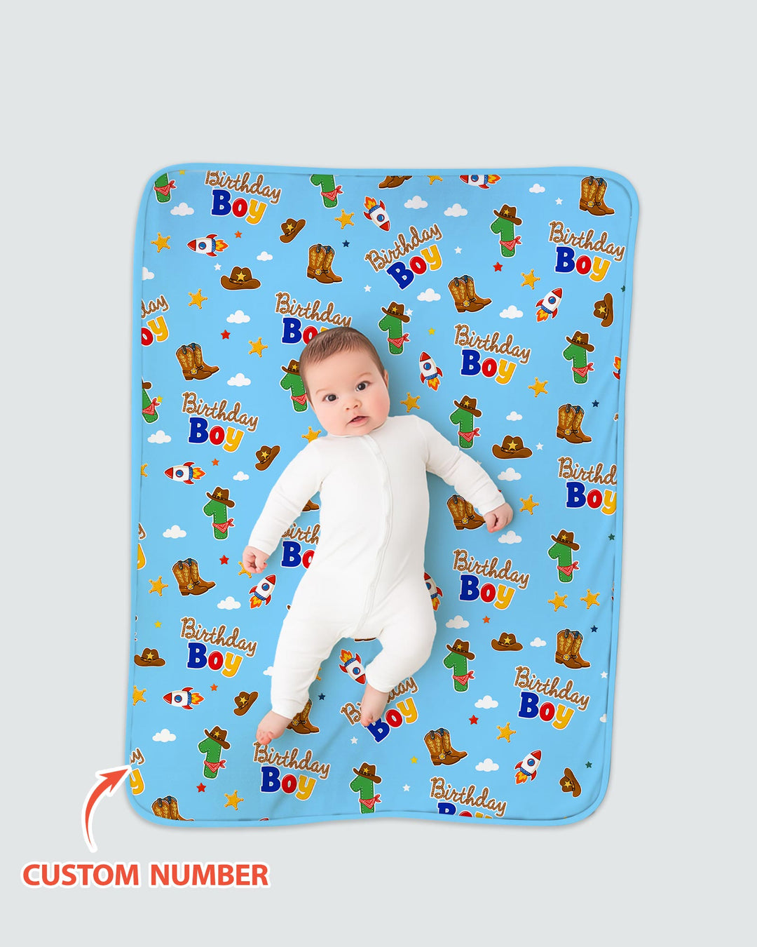 Custom Birthday Western Boy Bamboo Blanket