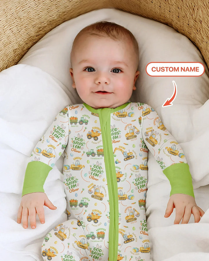 Happy Easter God Says I Am Custom Name Bamboo Convertible Zippy