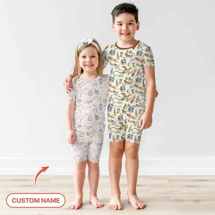 Adventure Dreams Custom Name Bamboo Two Piece Short Sleeve Shorts Pajama Set