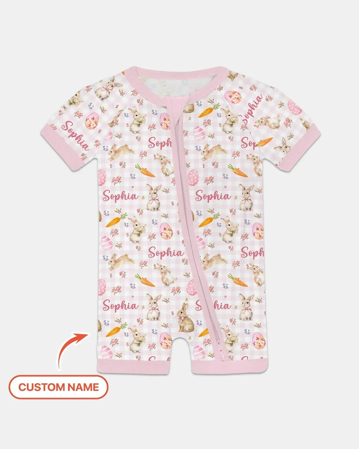 Custom Name Bunny Garden Bamboo Shorty Zippy