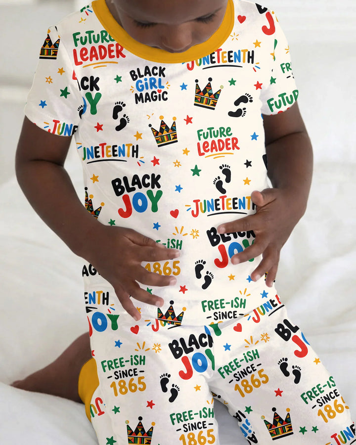 Juneteenth Black Girl Magic Bamboo Two Piece Short Sleeve Pajama Set