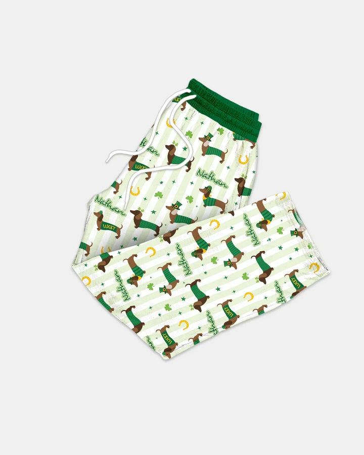Lucky Dachshunds St. Patrick's Day Family Matching Bamboo Men's Pajama Set