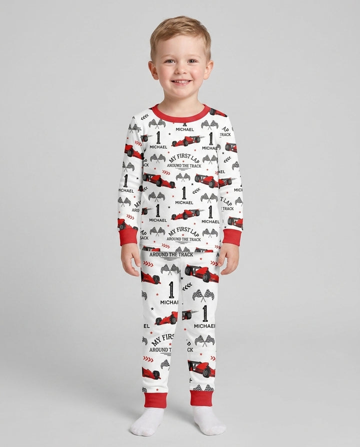 Custom Birthday My First Lap Around The Track Bamboo Two Piece Long Sleeve Pajama Set