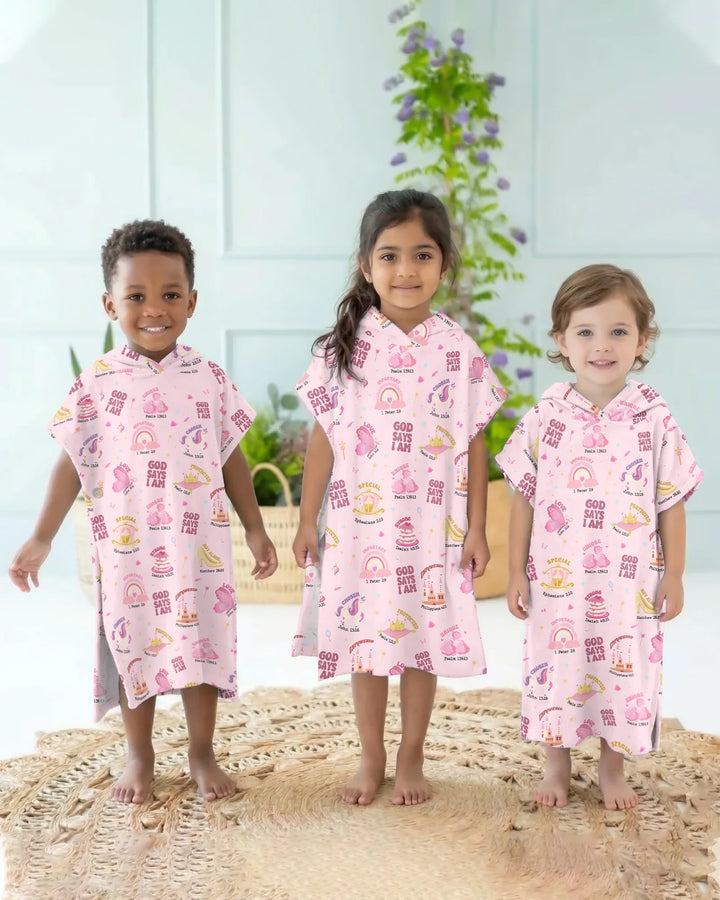 God Says I Am Girl Bamboo Swim Poncho