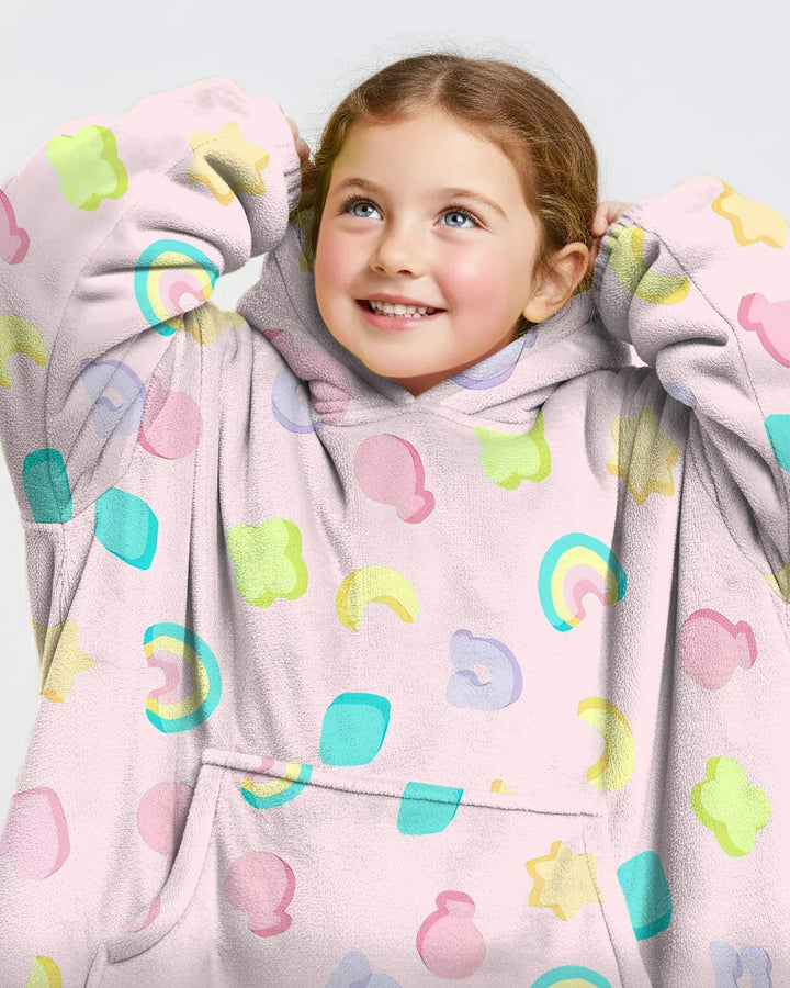 Pastel Lucky Charms Scatter Wearable Bamboo Blanket Hoodie