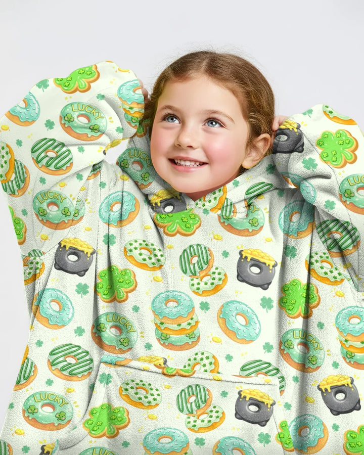 St. Patrick's Day Donut Wearable Bamboo Blanket Hoodie