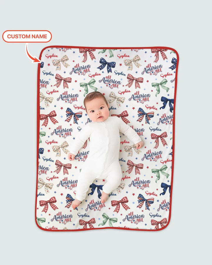 Custom Name All American Girl Bamboo Blanket