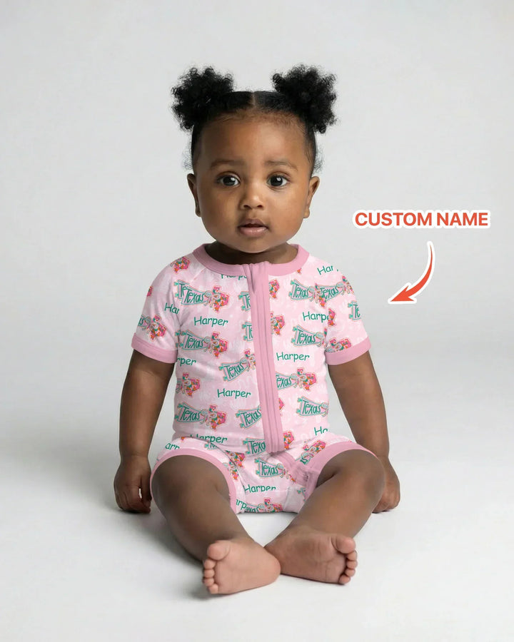 Custom Name Preppy Texas Charm Bamboo Shorty Zippy
