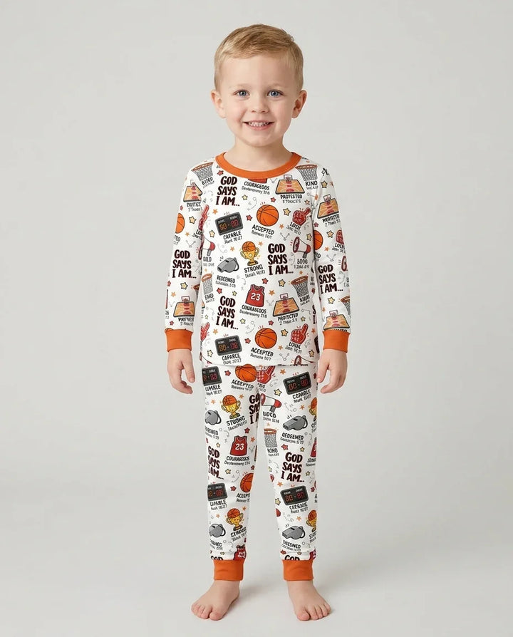 Basketball God Says I Am Bamboo Two Piece Long Sleeve Pajama Set