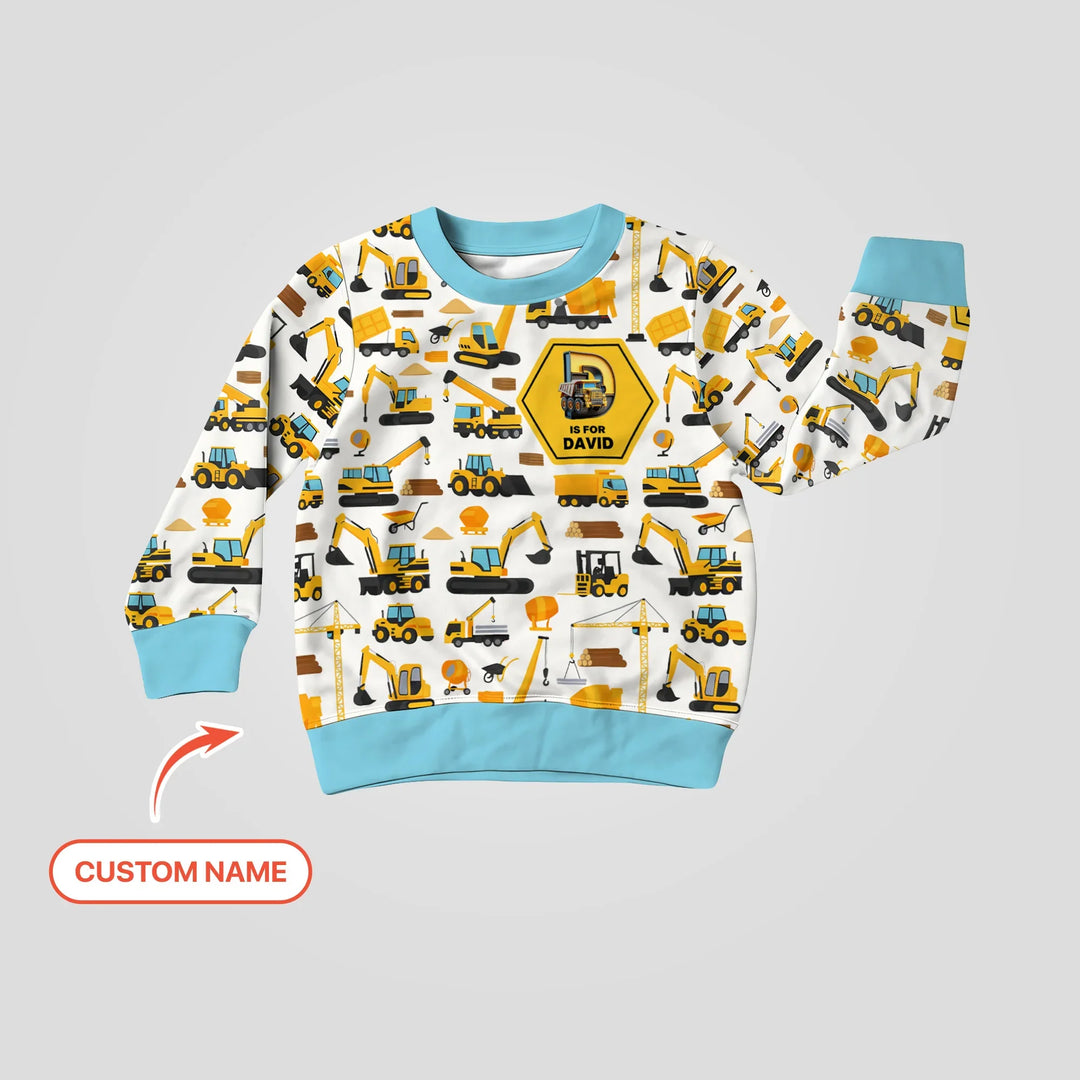 Custom Name Construction Initials Bamboo Crewneck Sweatshirt