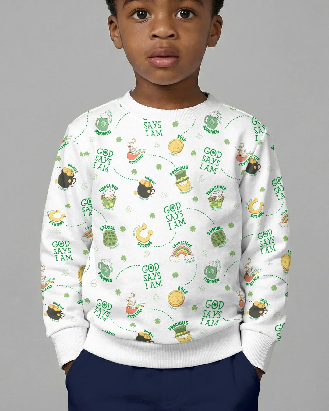 St Patrick's Day God Says I Am Bamboo Crewneck Sweatshirt