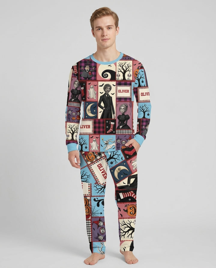 Vertical Halloween Bamboo Men's Pajama Set