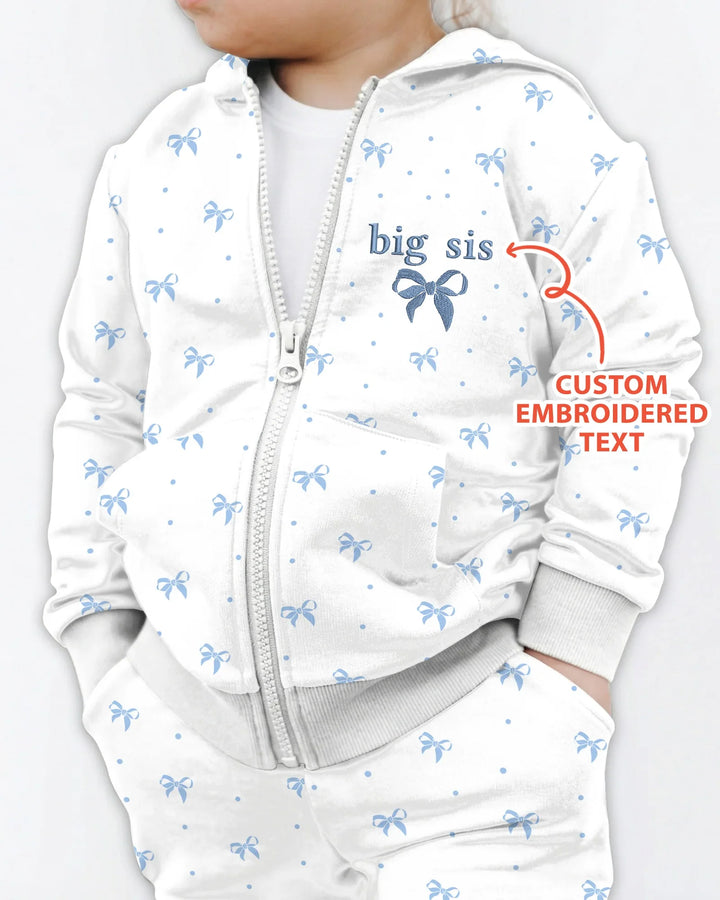 Custom Embroidered Name Mommy and Girls Matching Bamboo Zip Hoodie